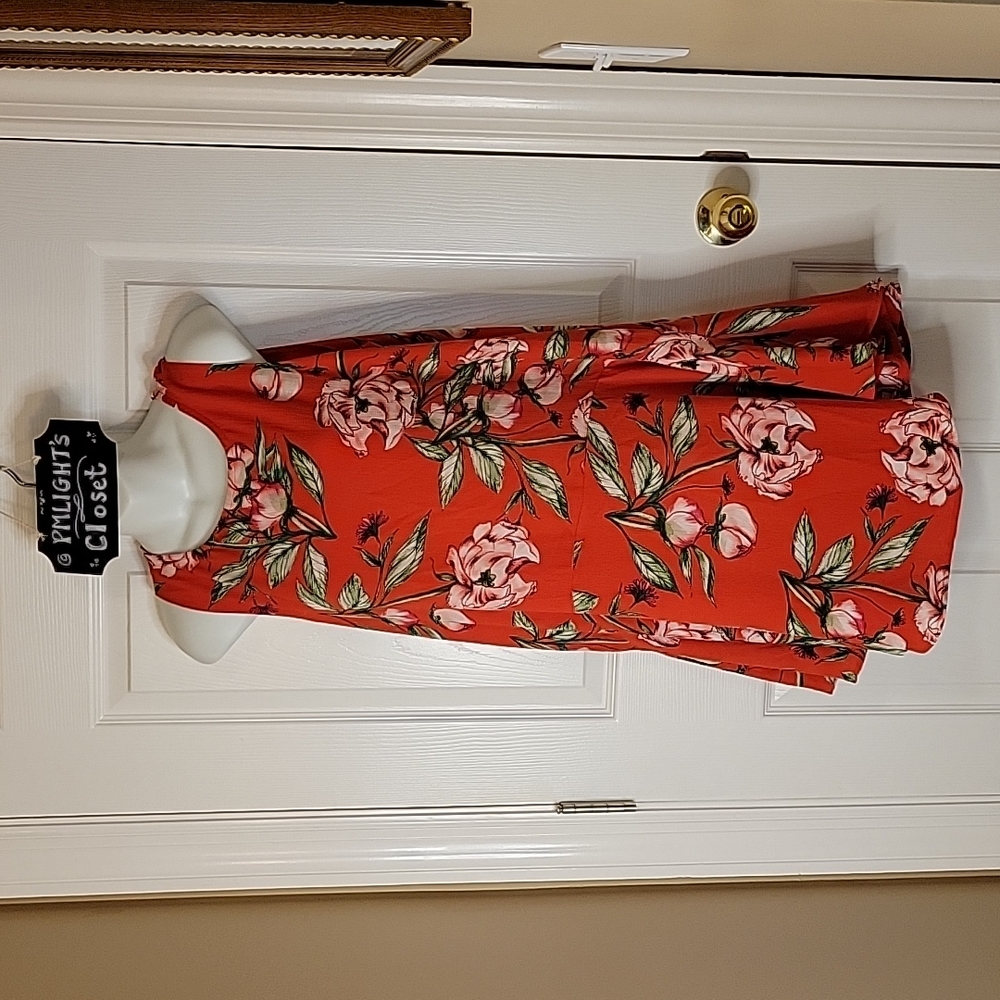 c&e Dress Sleeveless New Medium Floral Orange White Green